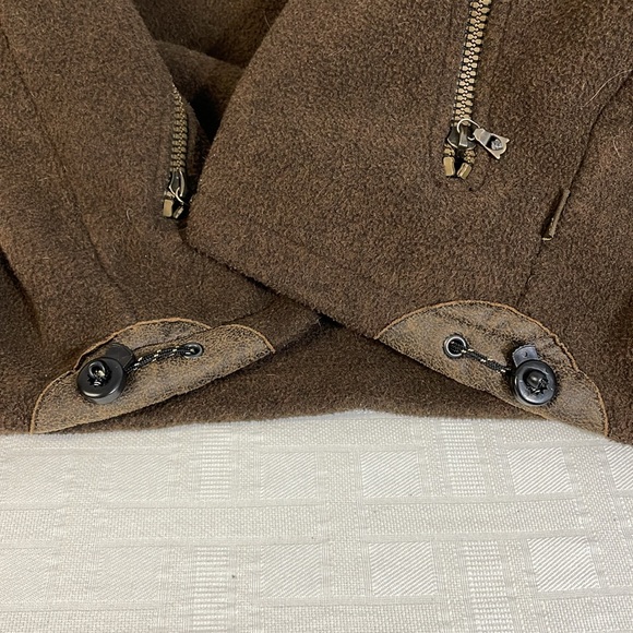 Kuhl Alpenwurx Heavy Fleece Suede Jacket Berber Collar Full Zip Pockets Large - Picture 11 of 16